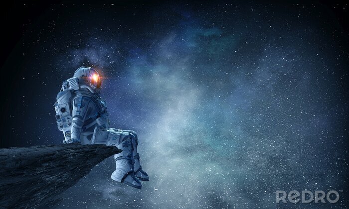 Poster  Astronaute assis sur un rocher
