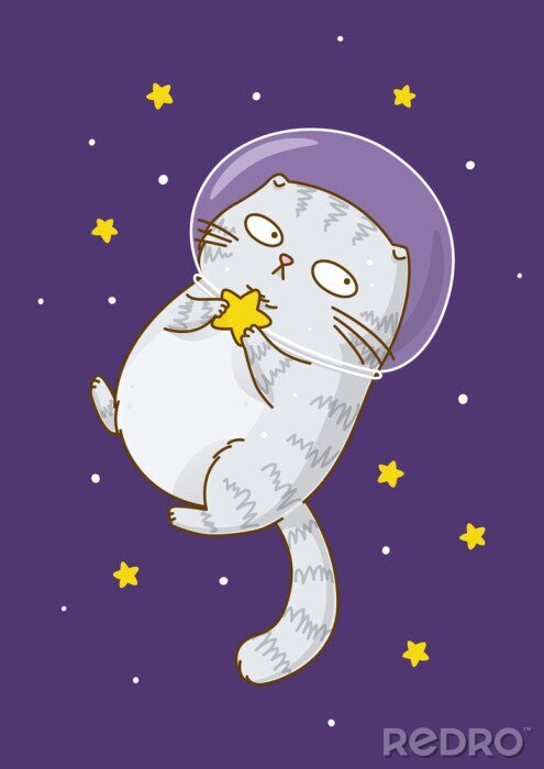 Poster  Astronaute chat gris