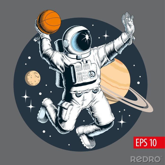 Poster  Astronaute dans l'espace lançant une balle