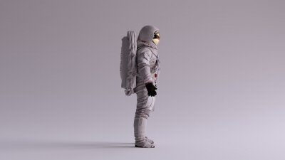 Astronaute de côté sur un fond gris