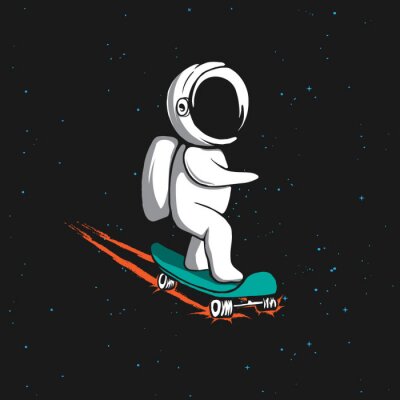 Astronaute de l'espace faisant du skateboard