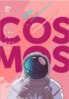 Astronaute de l'espace sur un graphique de fond rose