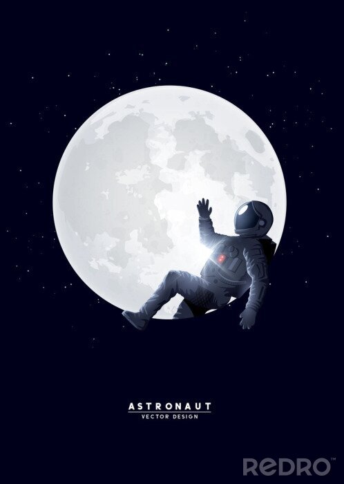 Poster  Astronaute en combinaison spatiale sur la lune