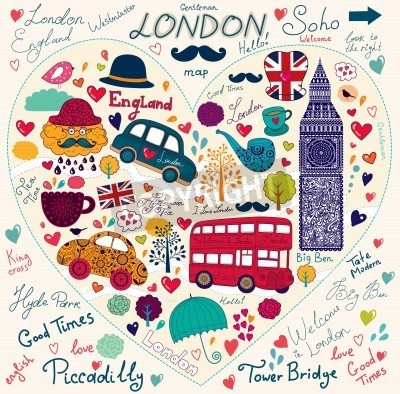 Poster  Attractions et symboles de Londres