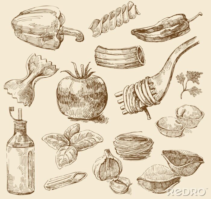 Poster  Attributs culinaires en sépia