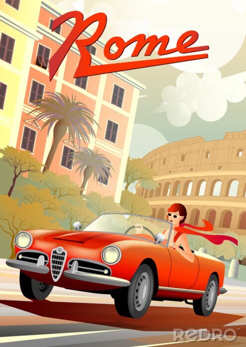 Poster  Automobile de style rétro italien