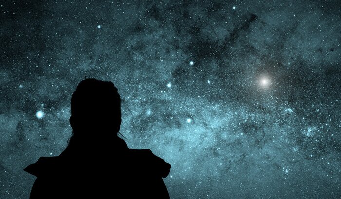 Poster  Avec un arrangement d'étoiles dans les tons de bleu