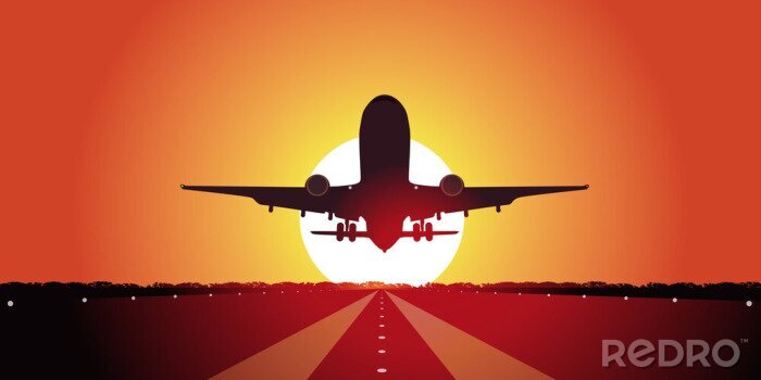 Poster  Avion-couche de soleil
