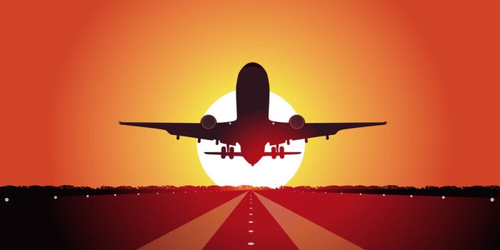 Poster  Avion-couche de soleil