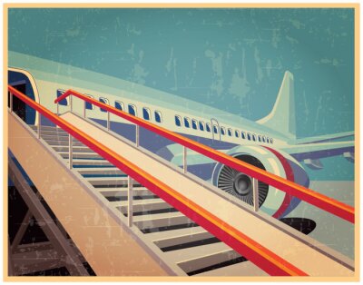 Poster  Avion de passagers et embarquement