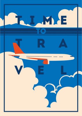 Poster  Avion de passagers et lettrage de motivation