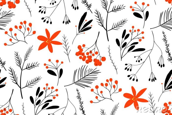 Poster  Baies d'hiver noires et rouges