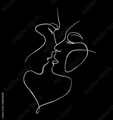 Poster  Baiser en dessin au trait