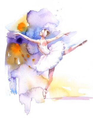 Poster  Ballerine sur fond aquarelle
