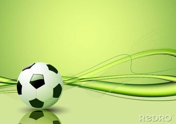 Poster  Ballon de foot sur un fond vert abstrait