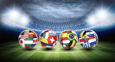 Ballons de football avec des drapeaux nationaux