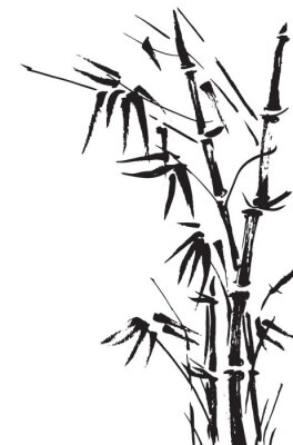 Poster  Bambou noir peint à la main