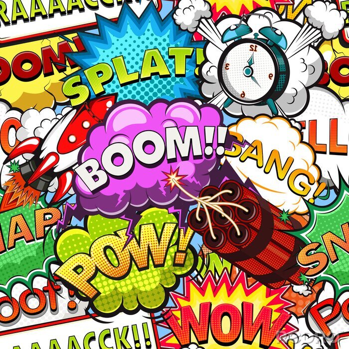 Poster  Bande dessinée bulles explosives