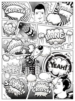 Bande dessinée monochrome avec des bulles