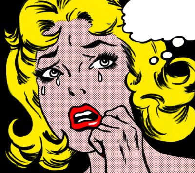 Bande dessinée pop'art femme en larmes
