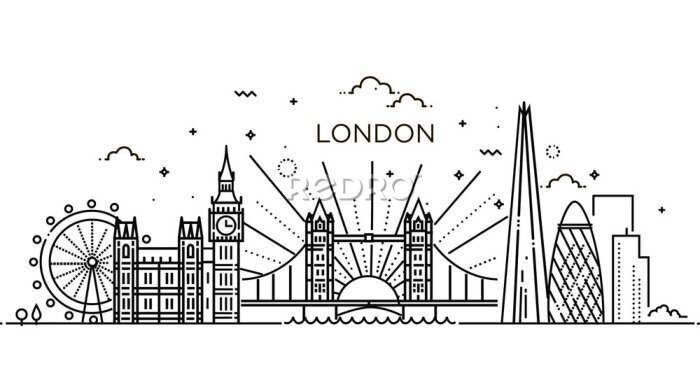 Poster  Bannière linéaire de la ville londonienne.