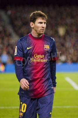 Poster  BARCELONE - Décembre 16: Lionel Messi en action lors du match de la ligue espagnole entre le FC Barcelone et l'Atletico de Madrid, score final 4 - 1, le 16 Décembre 2012 à Camp Nou, Barcelone, Espagne