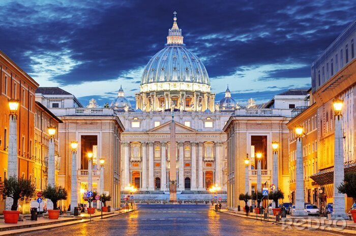 Poster  Basilique illuminée dans la Cité du Vatican