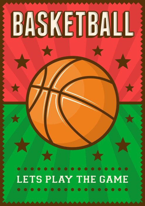 Poster  Basketball Football Sport Retro Pop Art Affiche Signage