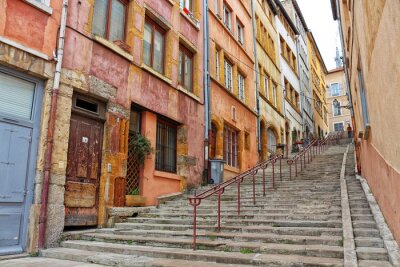 Poster  Bâtiments et escaliers colorés à Lyon