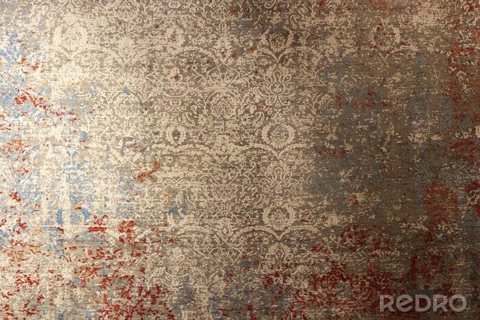 Poster  Beau décor de tapis textile en toile de fond. Texture de tapis oriental turc. Fond de conception de couverture de sol traditionnel.