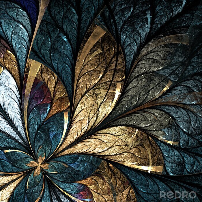 Poster  Beau motif de fleurs dans le style de vitraux. Jaune a