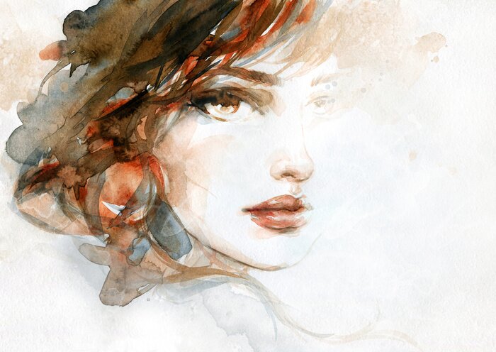 Poster  Beautiful woman. fashion illustration. watercolor painting