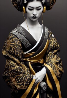 Poster  Belle femme en kimono