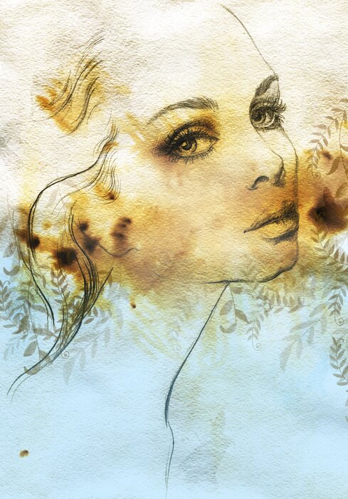 Poster  Belle femme. illustration d'aquarelle