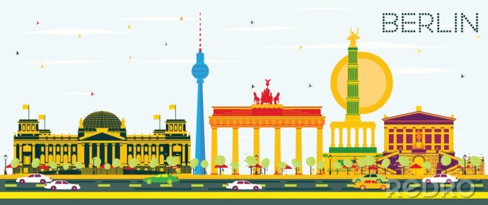 Poster  Berlin, ciel, couleur, bâtiments, bleu, ciel