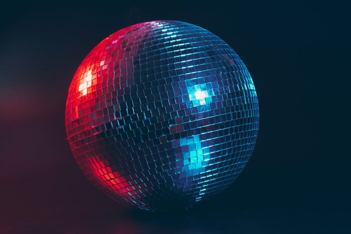Poster  Big disco ball close up on dark background