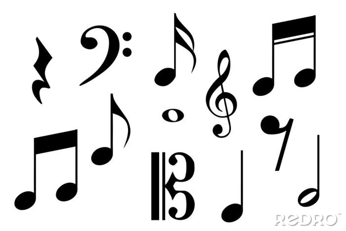 Poster  Big set of music notes. Vector illustration