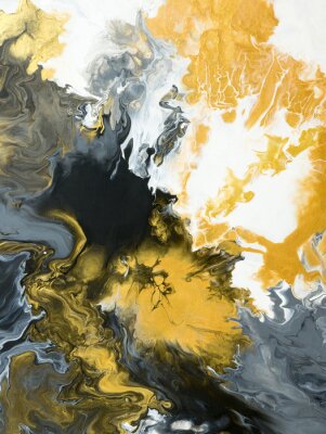 Black and Gold creative abstract hand painted background, marble texture