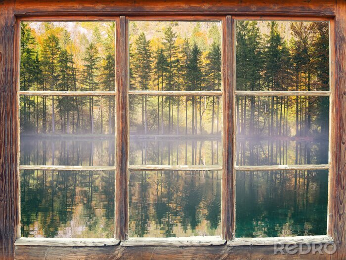 Poster  Blick durchs Fenster - Bluntausee