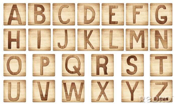 Poster  Blocs en bois avec les lettres de l'alphabet