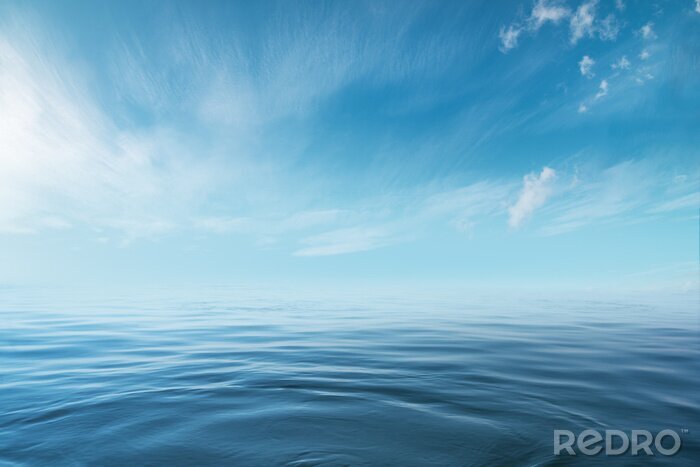 Poster  Blue sea or ocean with sunny and cloudy sky