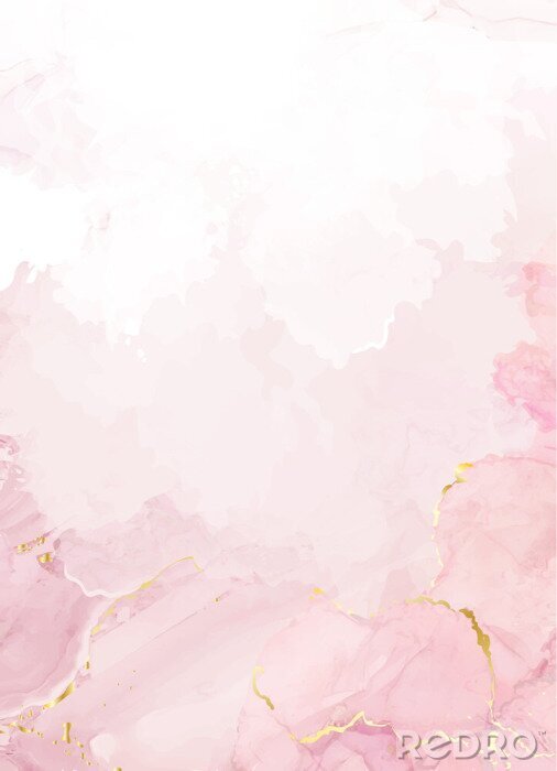 Poster  Blush pink watercolor fluid painting vector design card