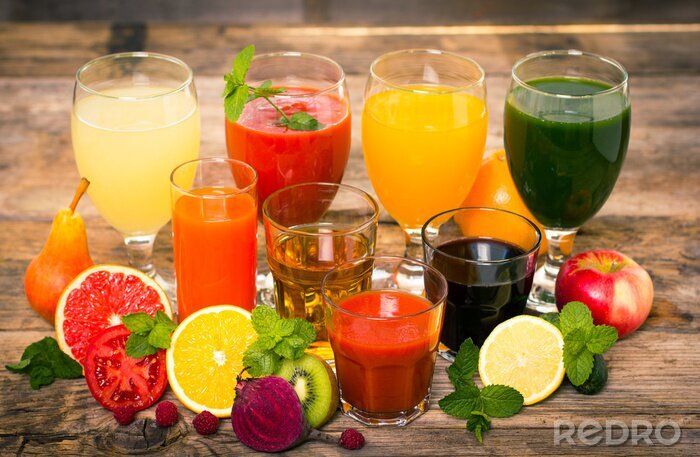 Poster  Boissons santé - fruits et légumes jus et smoothies