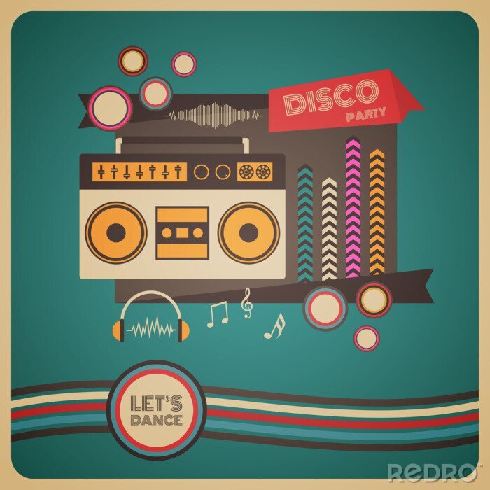 Poster  Boombox disco party poster