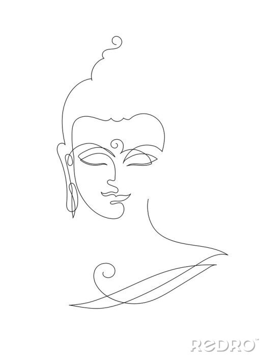 Poster  Bouddha minimaliste aux yeux fermés