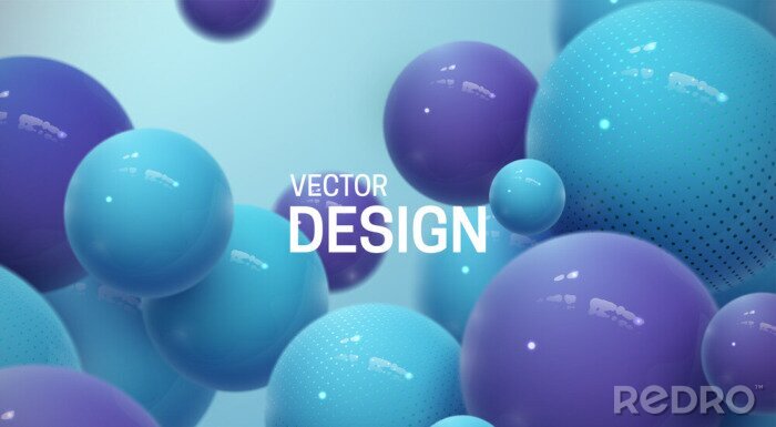 Poster  Boules 3d dans les tons bleus