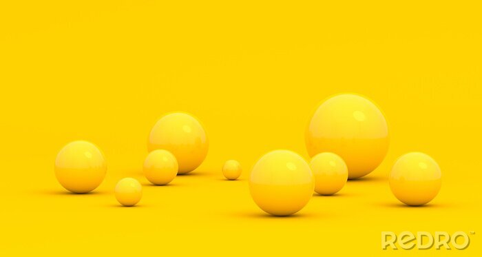 Poster  Boules 3D de couleur jaune