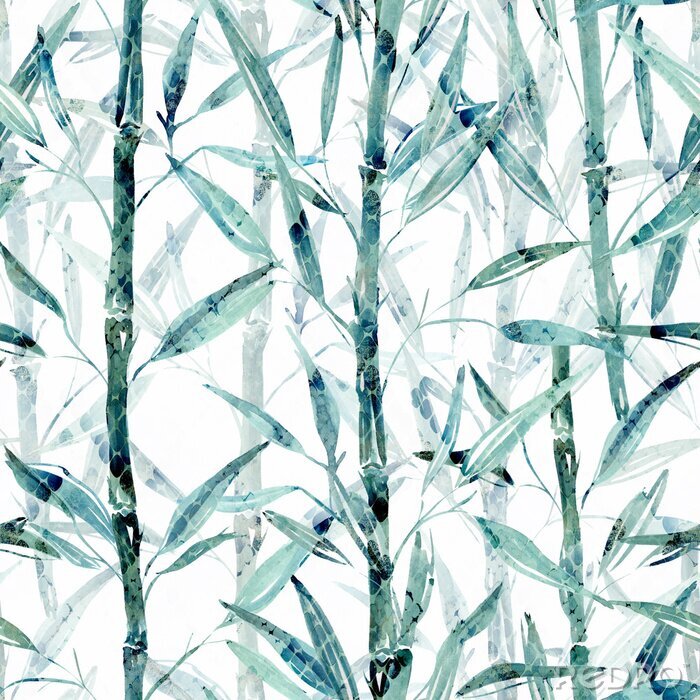 Poster  Branches de bambou bleu