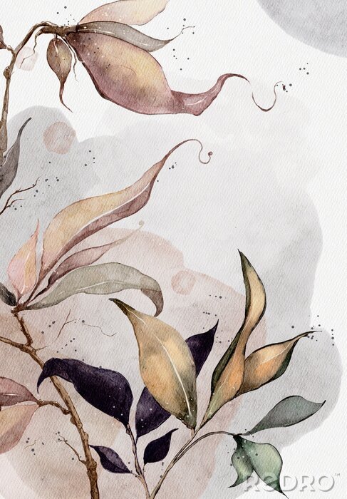 Poster  Brindille d'aquarelle dans le vent