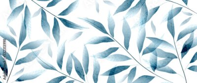 Brindilles aquarelles avec des feuilles sur fond blanc